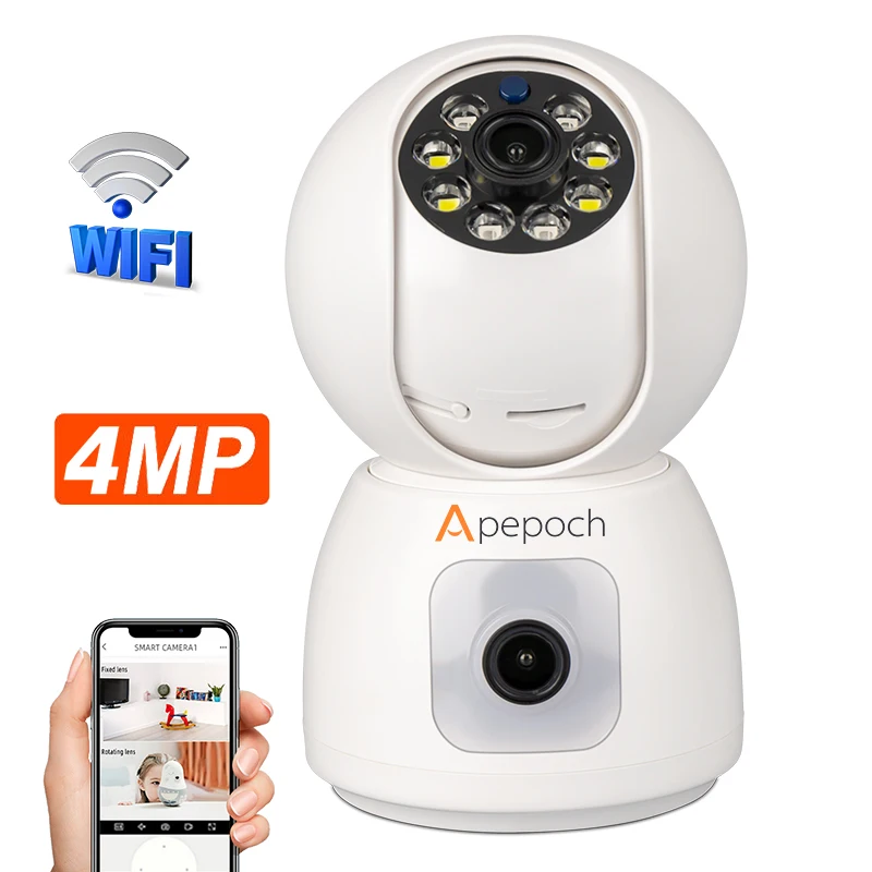 4MP double lens smart house Security wifi indoor Camera for baby monitor baby audio two way