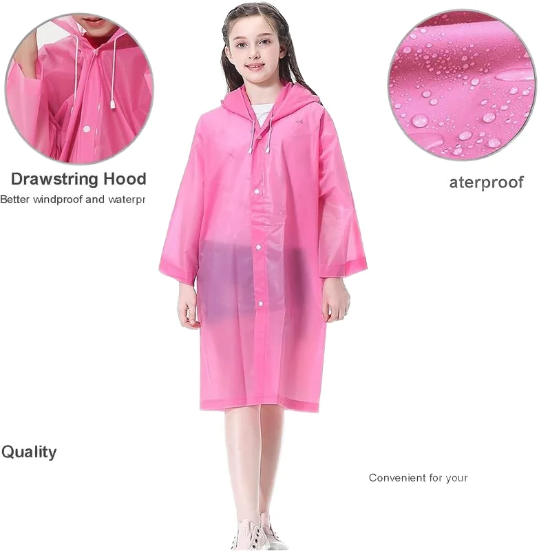 New Fashion Children Raincoat EVA Waterproof Thickened Rain Coat Reusable Transparent Rain Jacket Clear Kids Tour Rainwear Suit