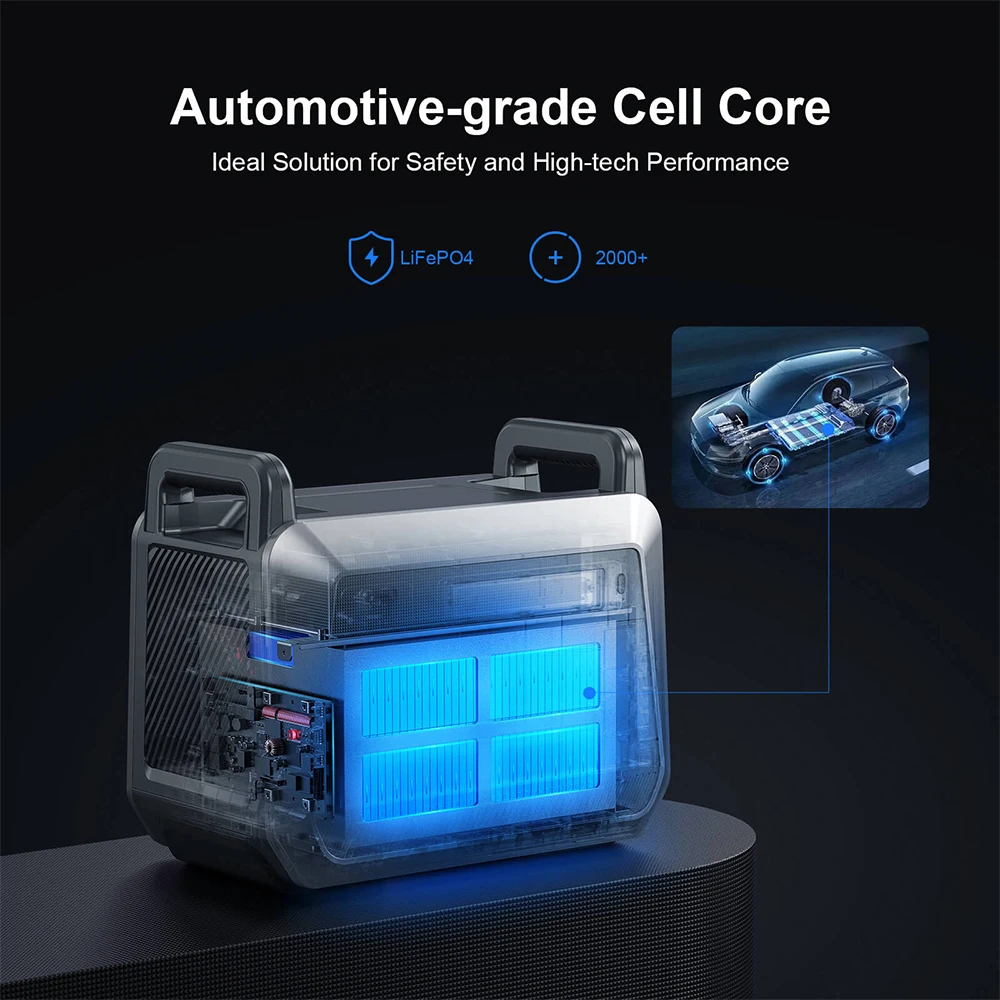 2000W Portable Solar Power LiFePO4 Battery Station 110V 120V 220V AC Output Portable Power Solar Generators