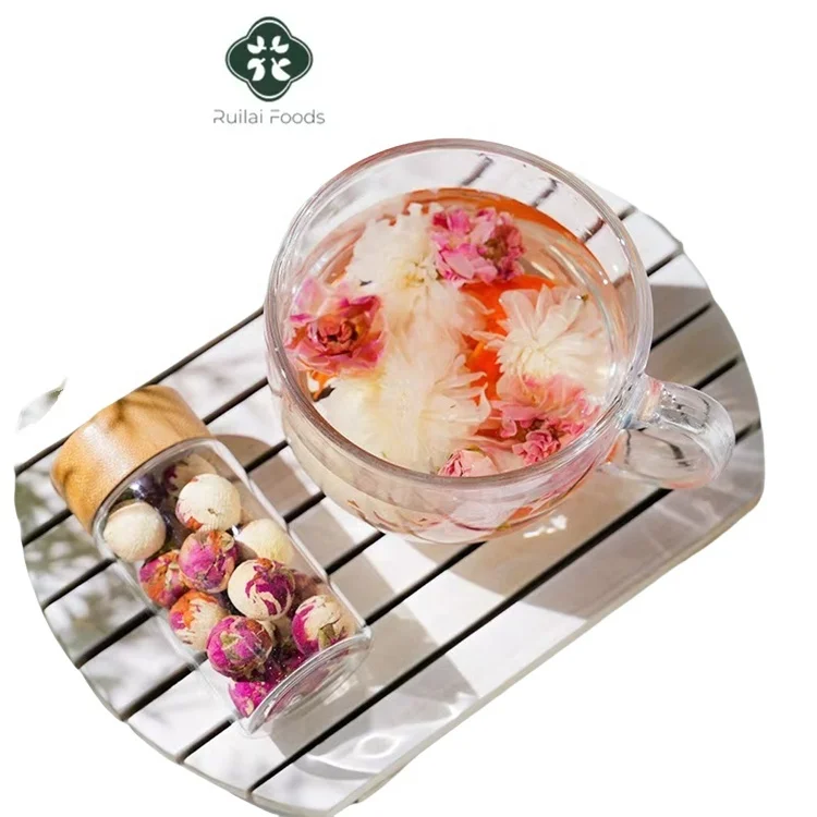 Wholesale 16pcs jasmine blooming 2g flower balls tea Chinese handmade mixed organic jasmine lily Chrysanthemum blooming tea