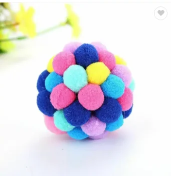 Dropship Pet Cat Ball Pet Cat Supplies Toy Colorful Handmade Bells Bouncy Balls Catnip Interactive Toy