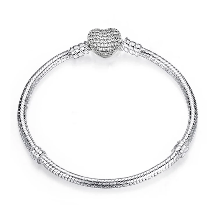 Snake Chain Bracelet Fit European Charm 925 Sterling Silver Jewelry Bracelet
