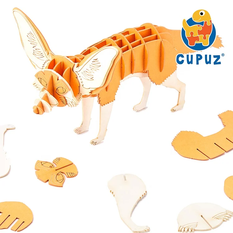 CUPUZ 3D Wild Animals Cardboard Puzzle Toys-Fennec Fox Bat-eared Fox DIY Animal Paper Craft Model Kit