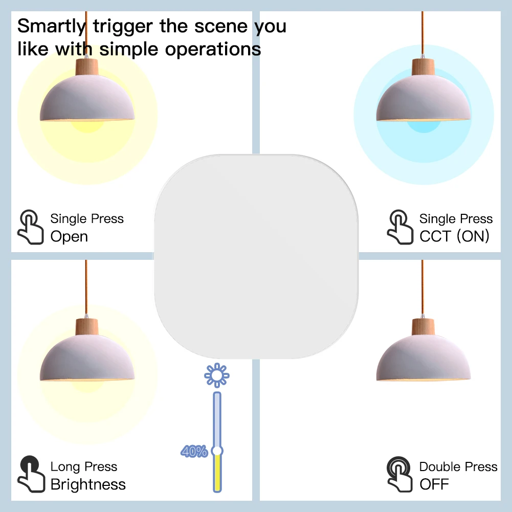 LifeLibero Tuya Smart Home Zigbee Smart Button Working Range 25M Open Area With CR2032 3V DC Smartly Trigger the Scene Switch