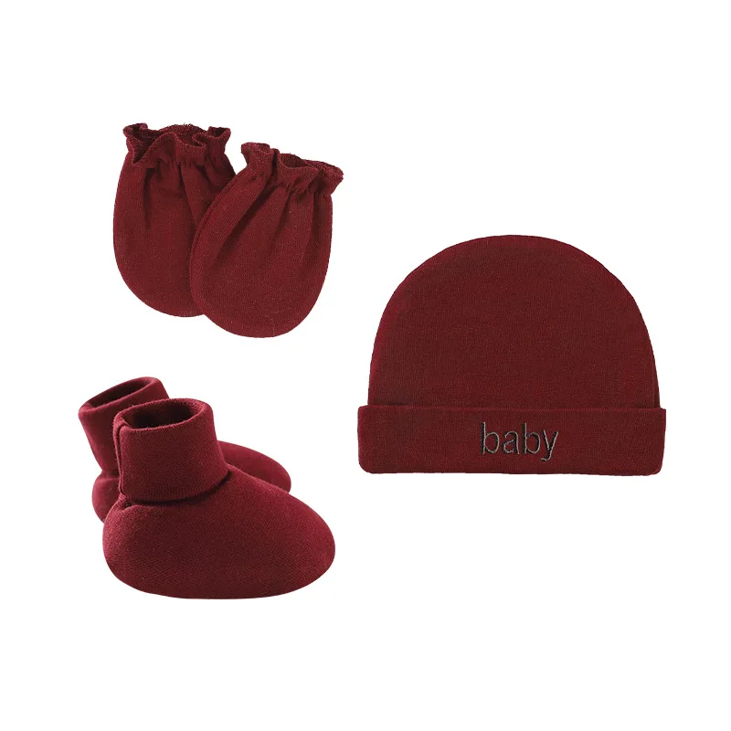 OEM cotton Newborn Knitted Hats and Mittens Striped Blank Baby Turban Beanie Hats for Infant Toddler