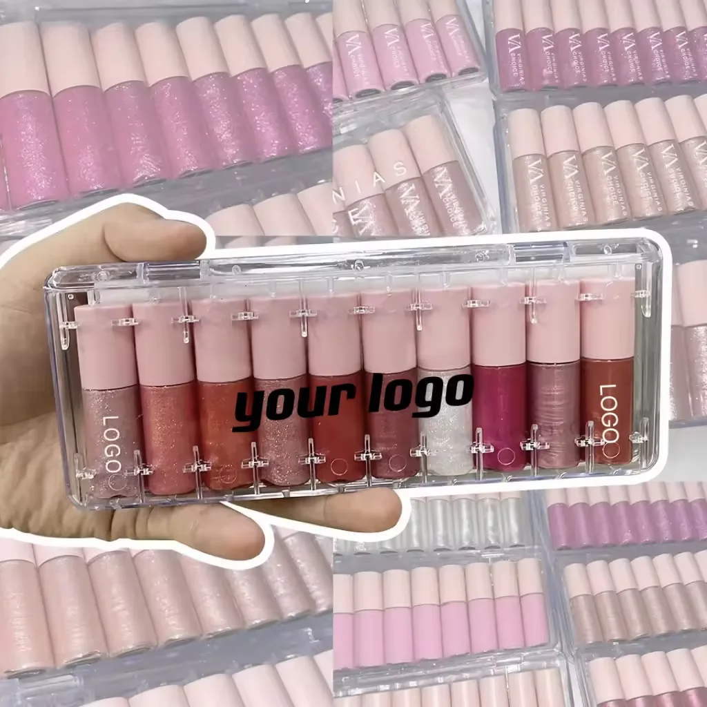 Custom Your LOGO 10PCS Lip Oil Light Lipgloss Set Moisturizing Hydrating Lip Glow Oil Lip Gloss Kit Lipgloss Liquid Lipstick