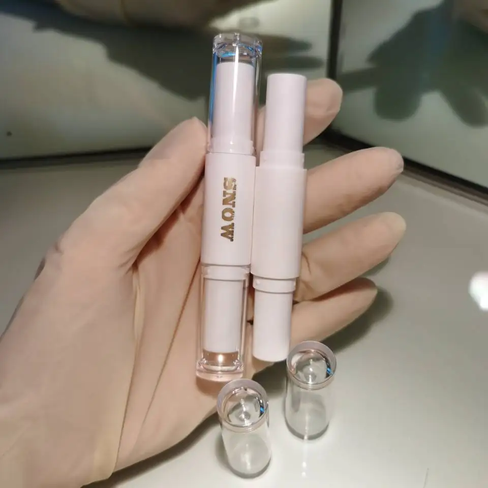 Новый дизайн, оптовая продажа, Белая Двойная губная помада, контейнер для бальзама для губ, косметическая трубка в упаковке