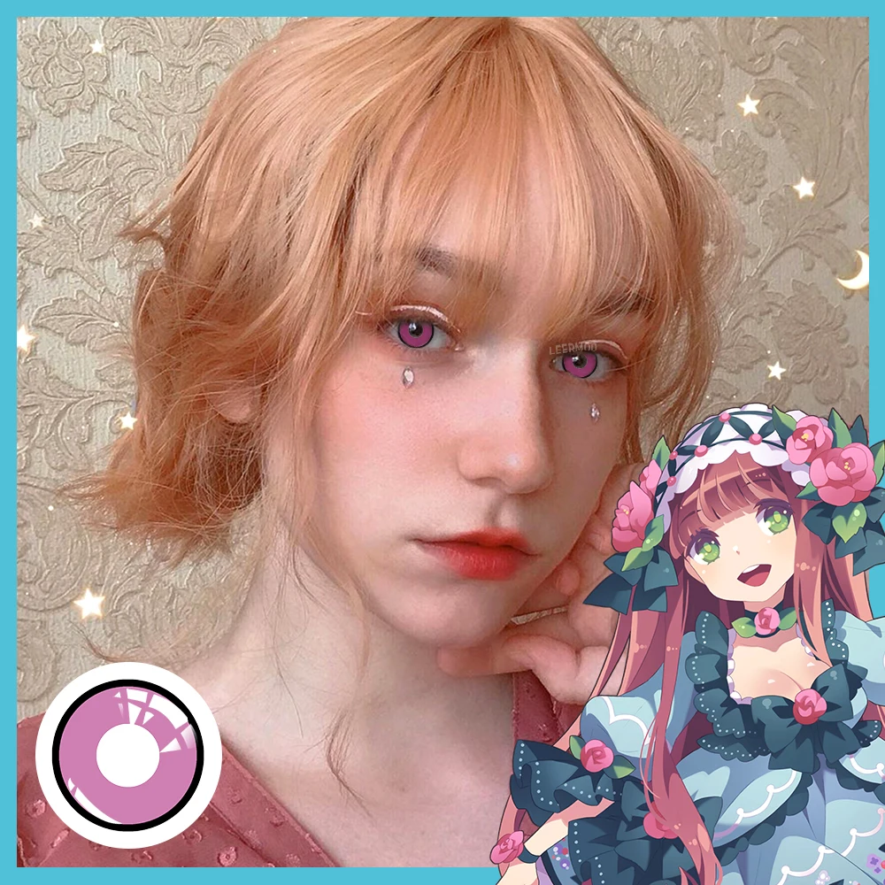 Yearly Use Crazy Halloween Anime Cosplay Lens Prescription Colored Contacts Lenses Pink Eyes Contacts Lens