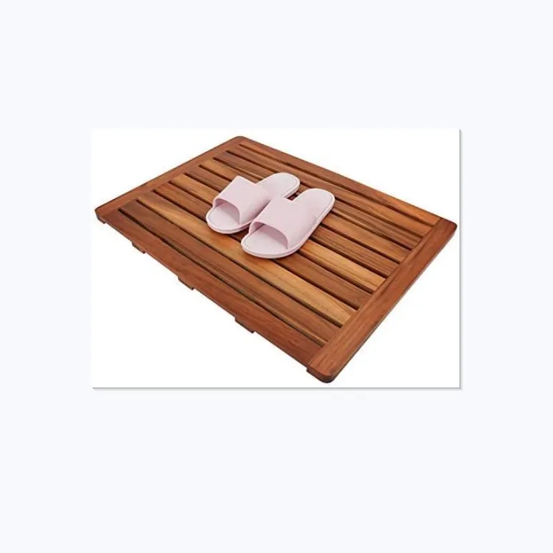 Teak Wood Bath Mat, Shower Mat Non Slip for Bathroom, Wooden Floor Mat Square Large for Spa Home or Outdoor