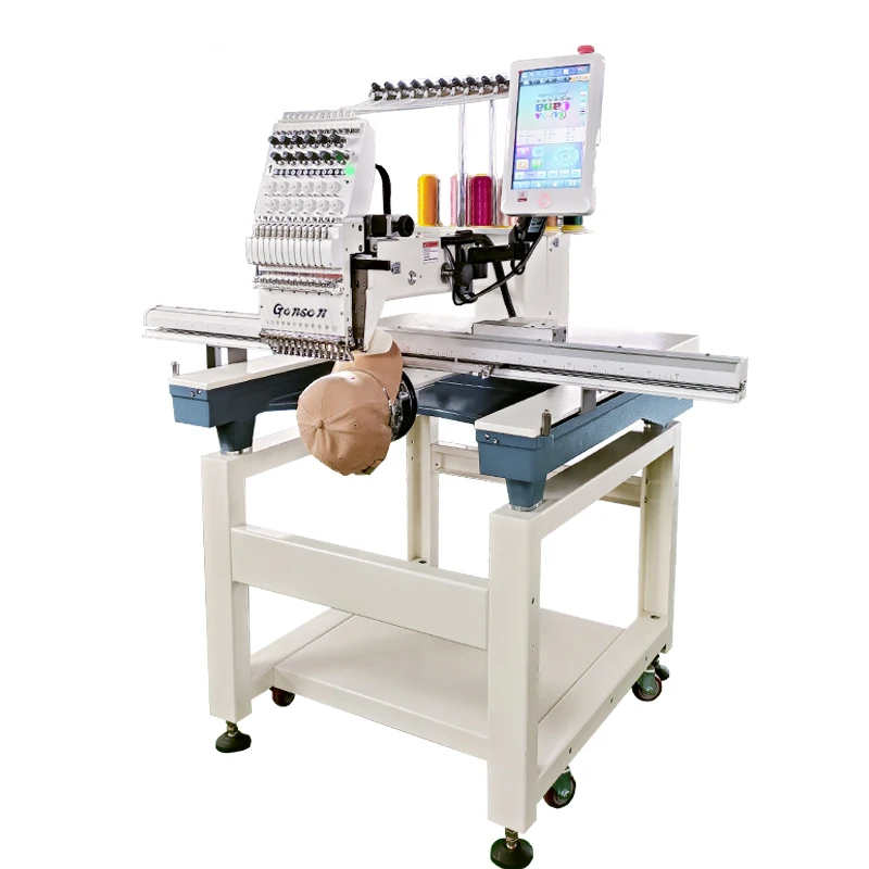 Gensen factory 1200 RPM high speed single head sewing machinery one head automatic Tajima embroidery machine for  flat cap shirt