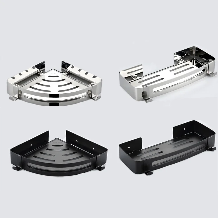 Stainless steel wall mount  living room corner shelf  with hooks corner shelf for kitchen