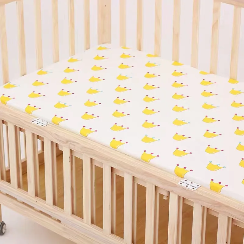 custom Printing white  bamboo fiber Baby Crib bed Sheet For Newborn Children