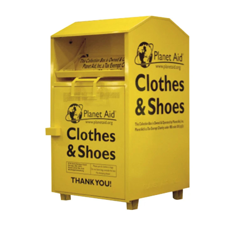 Powder Coated Durable Thick Galvanized Steel Sheet Metal Donation Recycling Bins for Books, Clothing, Shoes