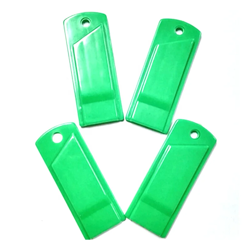 custom logo printed flat plastic whistle, football fans whistle, loudly flat emergency whistles