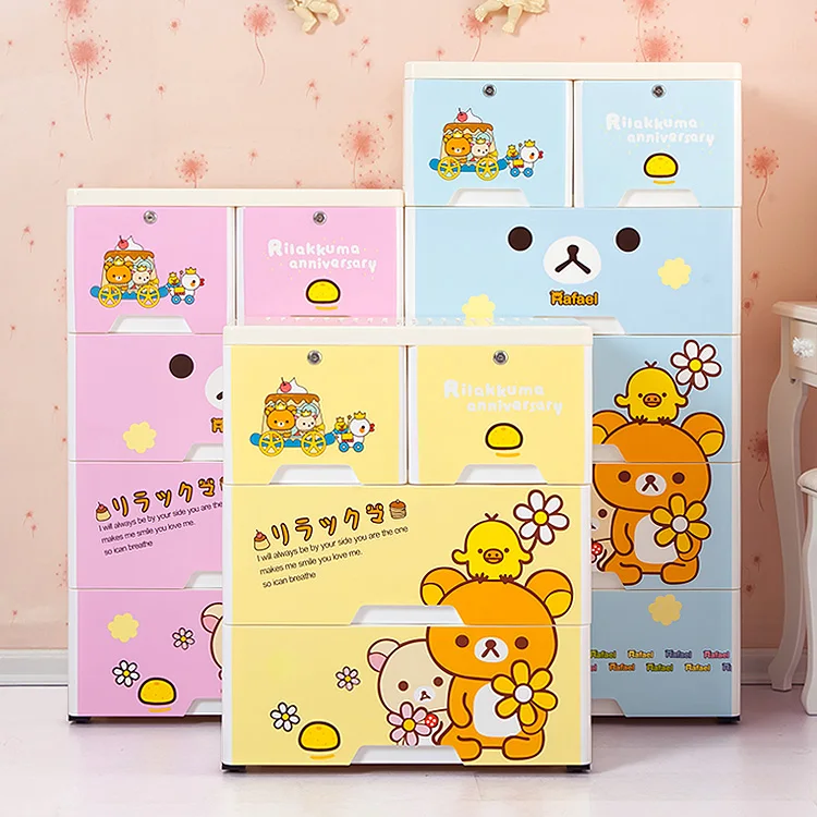 Cartoon Design Storage Drawer Foldable Plastic Cabinet Baby Cupboard Wardrobe for Clothes