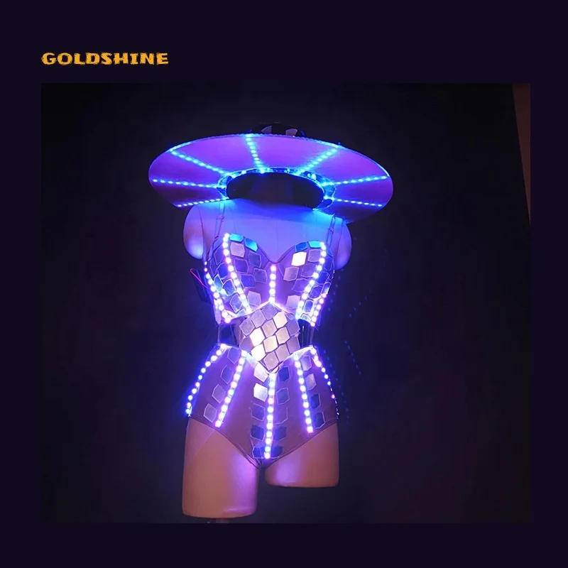 LED glowing woman clothing led costume stage jacket dancer suit led light costume for stage dj disco dancing for dance