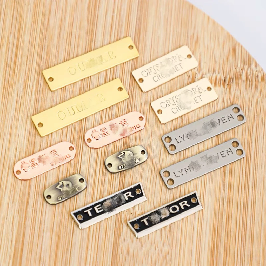 Handbag Accessories Design Metal Label Name Tag Custom Engraved Metal Brand Logo Labels For Handbags