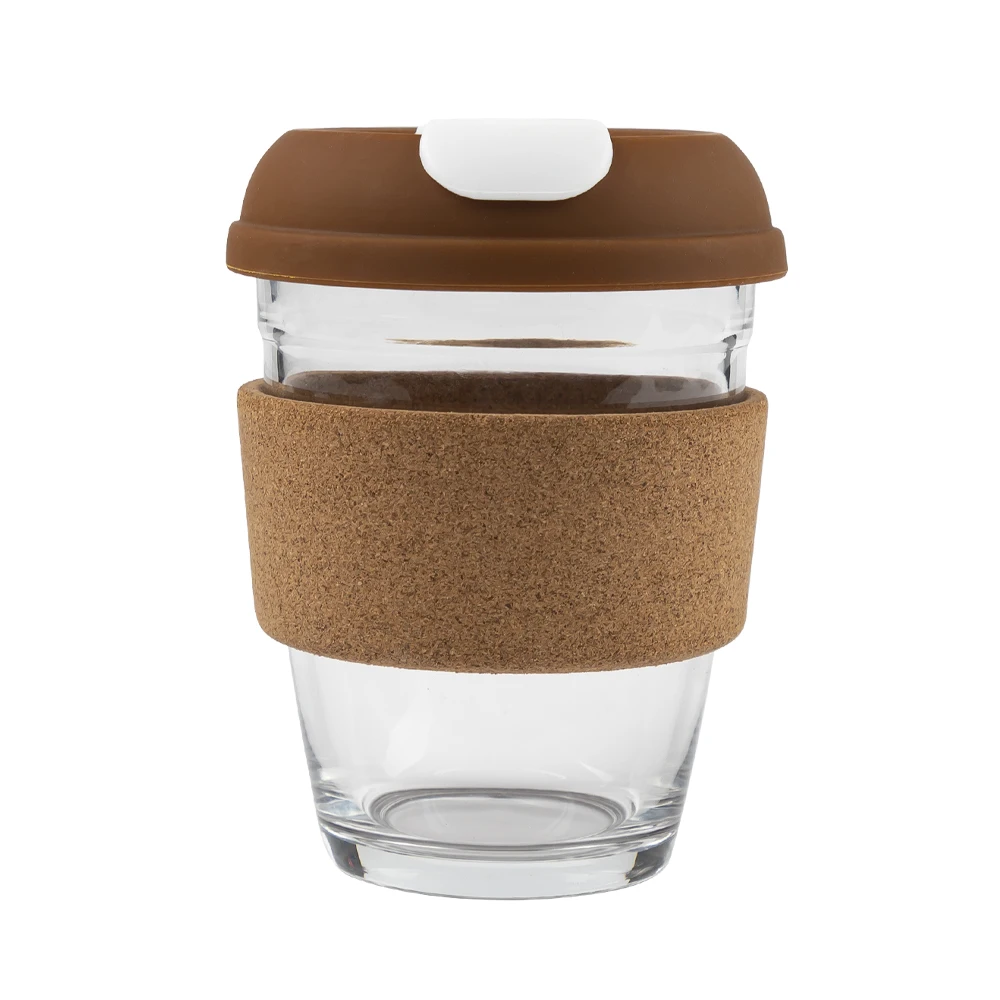 250ml Borosilicate  reusable  coffee cup with  lid eco-friendly glass coffee mugs travel mugs