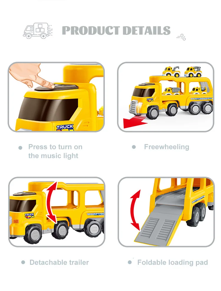 kids toys car trucks for 3 4 5 6 year old boys girls small crane mixer dump excavator toy