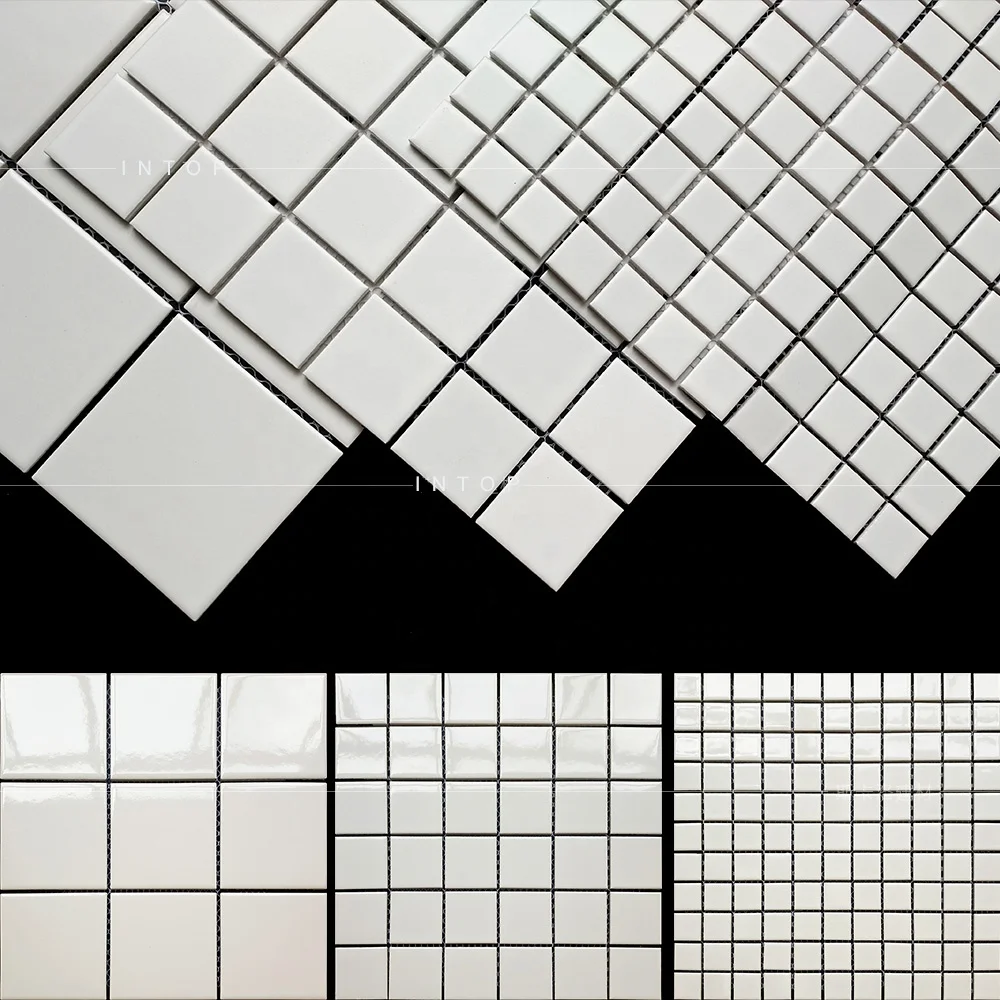 98x98mm pure white ceramic mosaic tile nine-grid checker tiles for bathroom kitchen flooring and wall