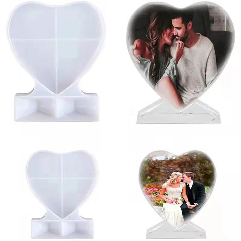 Resin Photo Frame Moulds Homemade Decorative Silicone Heart Shaped Photo Frame Mold For Resin Diy