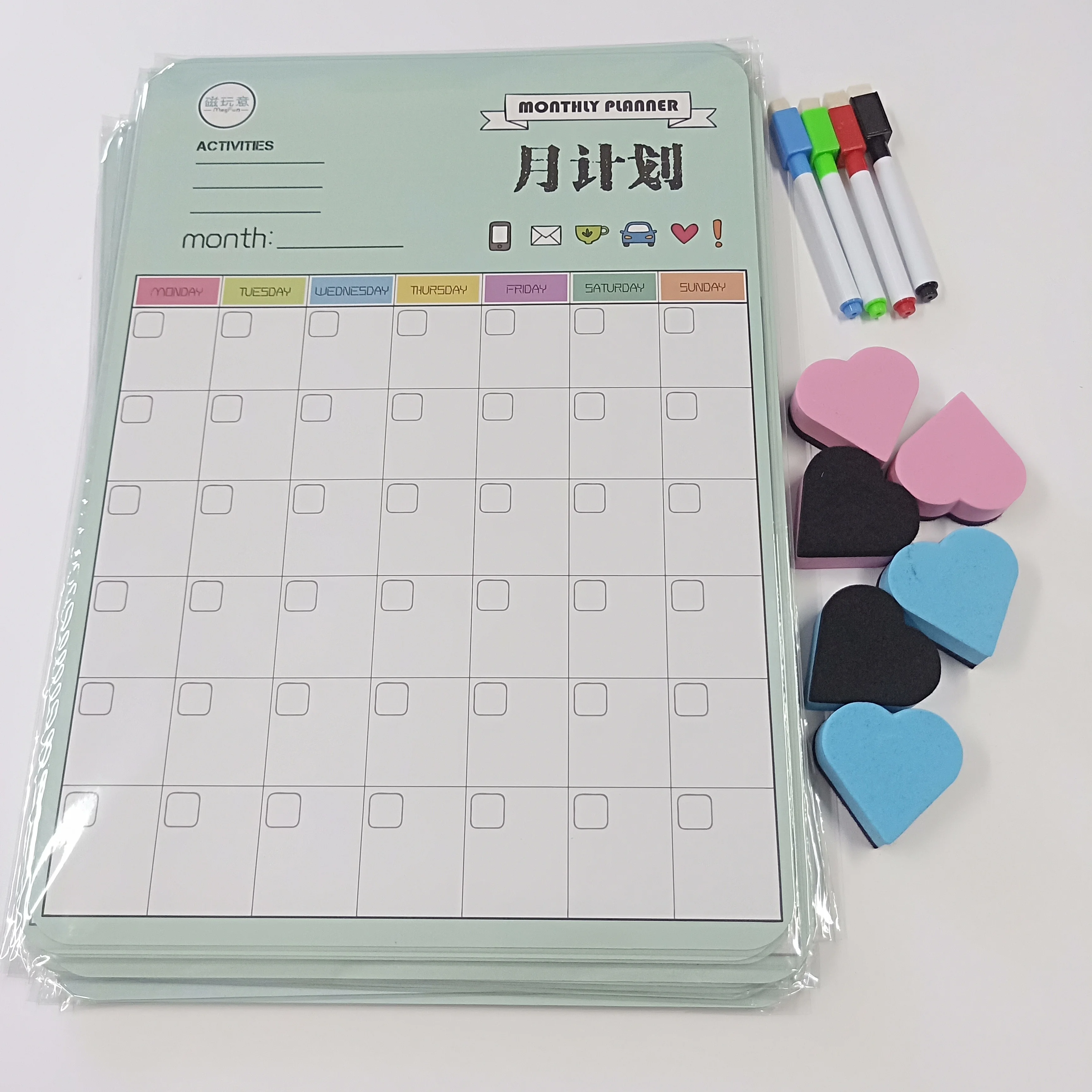 Amazon hot selling items Dry Erasable Magnetic Calender Weekly Planner Monthly Planner Message Board Memo Board