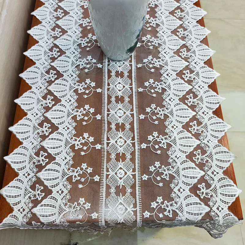 Embroidery tablecloth long lace hollow out cushion modern contracted style white
