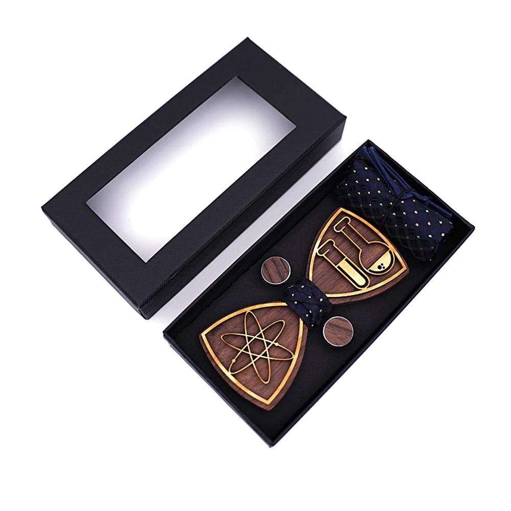 Деревянный галстук-бабочка и носовой платок Пейсли мужской клетчатый галстук-бабочка деревянный вырезанный цветочный дизайн и коробка модные новые Галстуки
