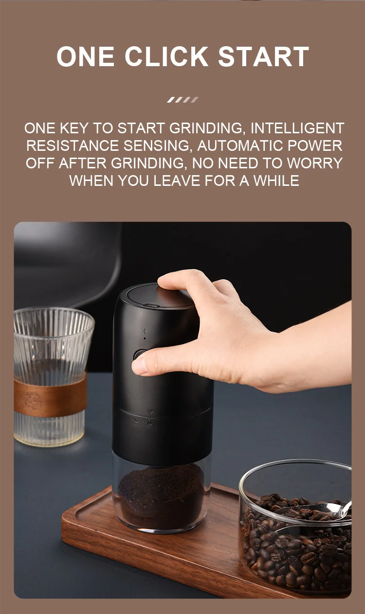 Automatic coffee baking and grinding machine One press for grinding   power off automatically when finished