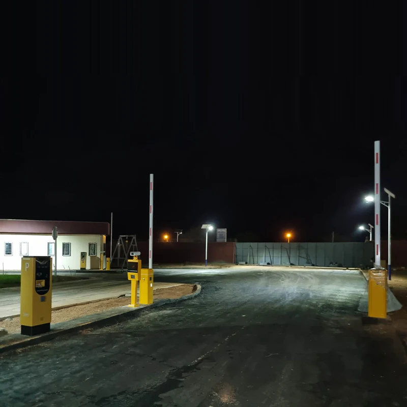 Auto parking system ticket dispenser and LPR/ANPR camera with barrier gate