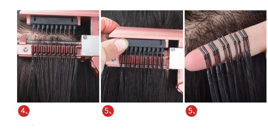 A head 6d hair extension can be completed in 20 minutes with a high quality hair extension machine