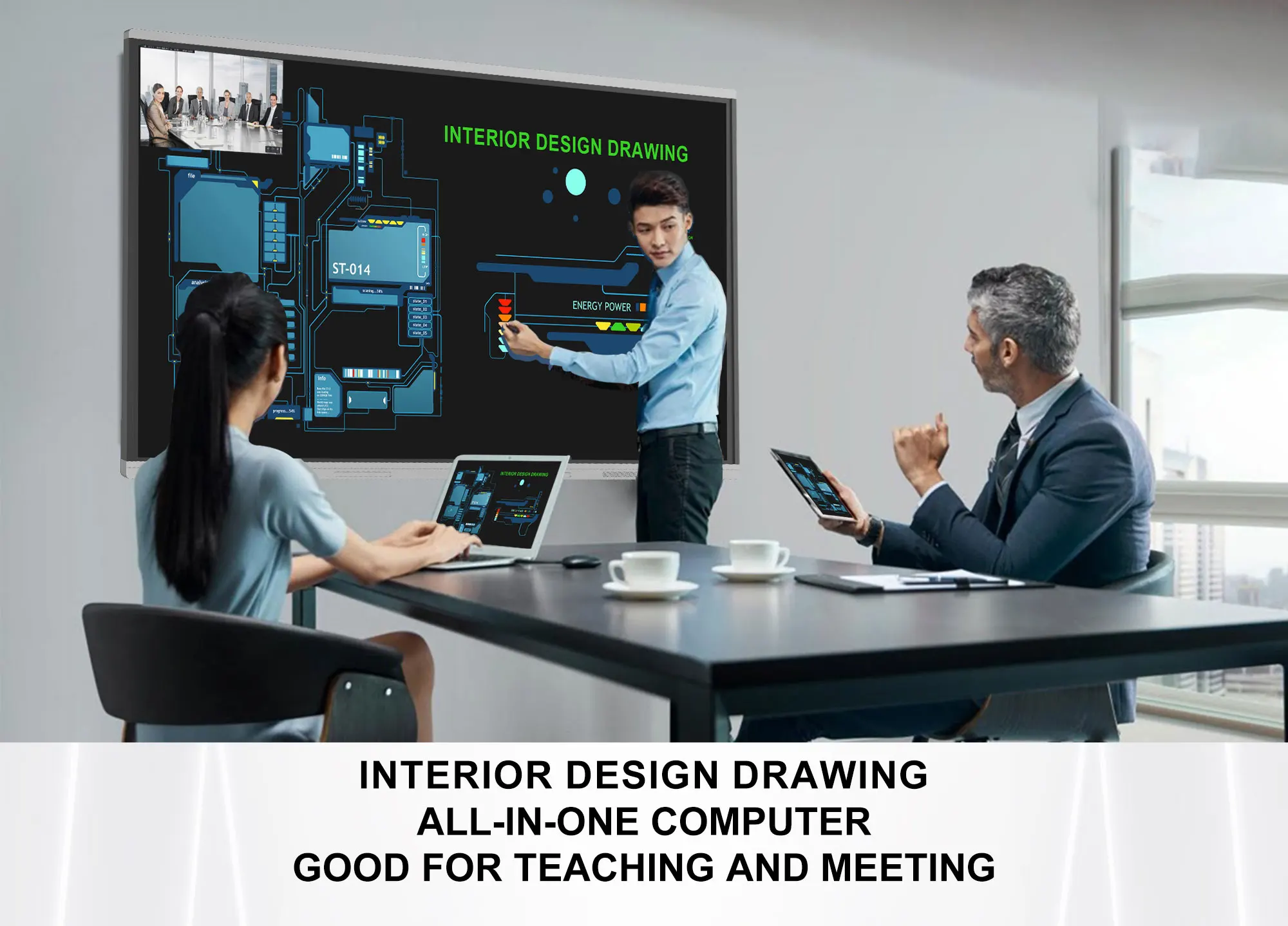 86 Inch E-Learning Interactive Touch Display All-In-One Whiteboard for School Meeting Rooms