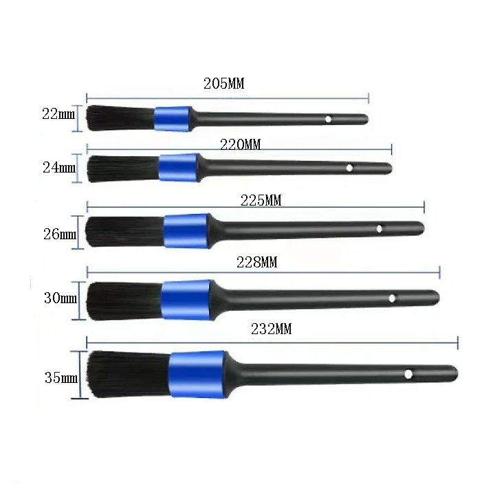 Amazon Detailing Brush Set - 5 Different Sizes Premium Natural Boar Hair Mixed Fiber Plastic Handle Auto Cleaning Brush