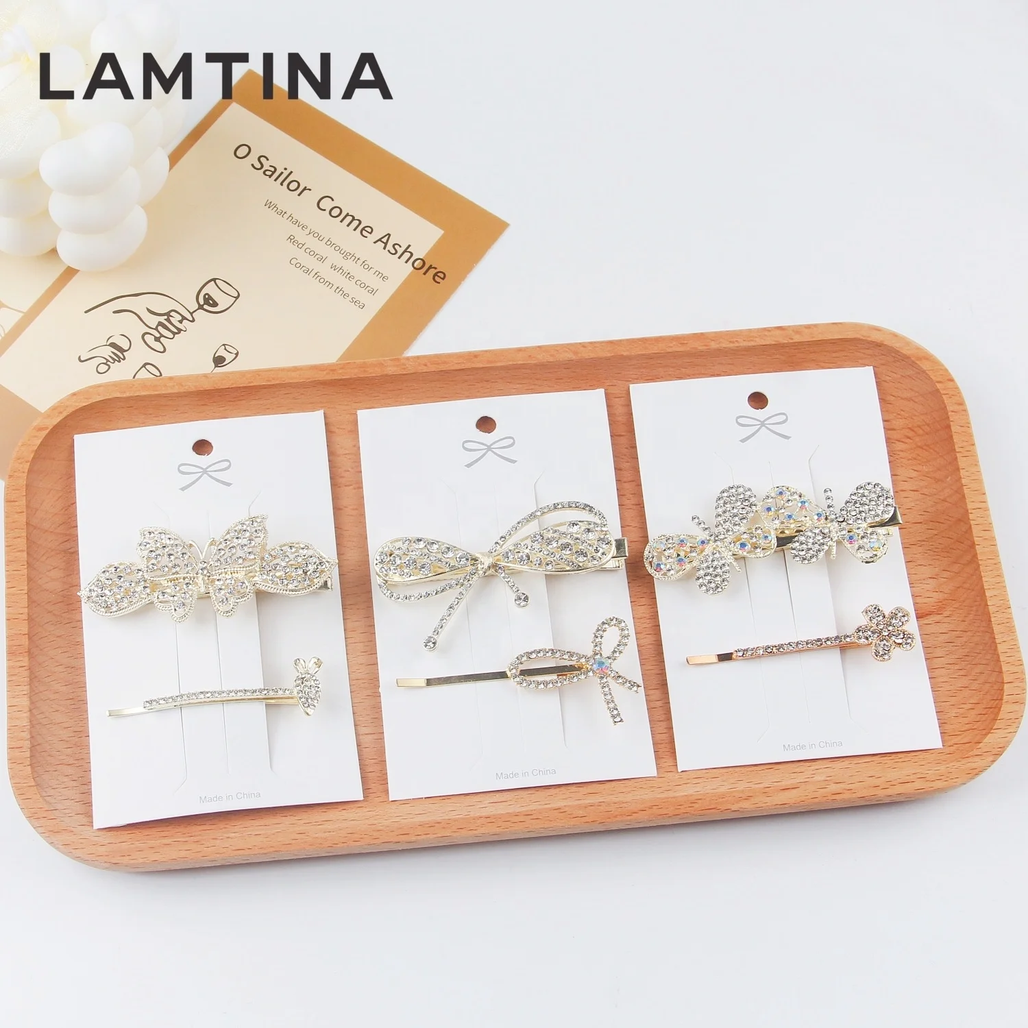 Wholesale Sets Flower Pearl Hair Pin Golden Diamond Bobby Pin Hair Clips Rhinestone Metal Hair Accessories for Lady Girls