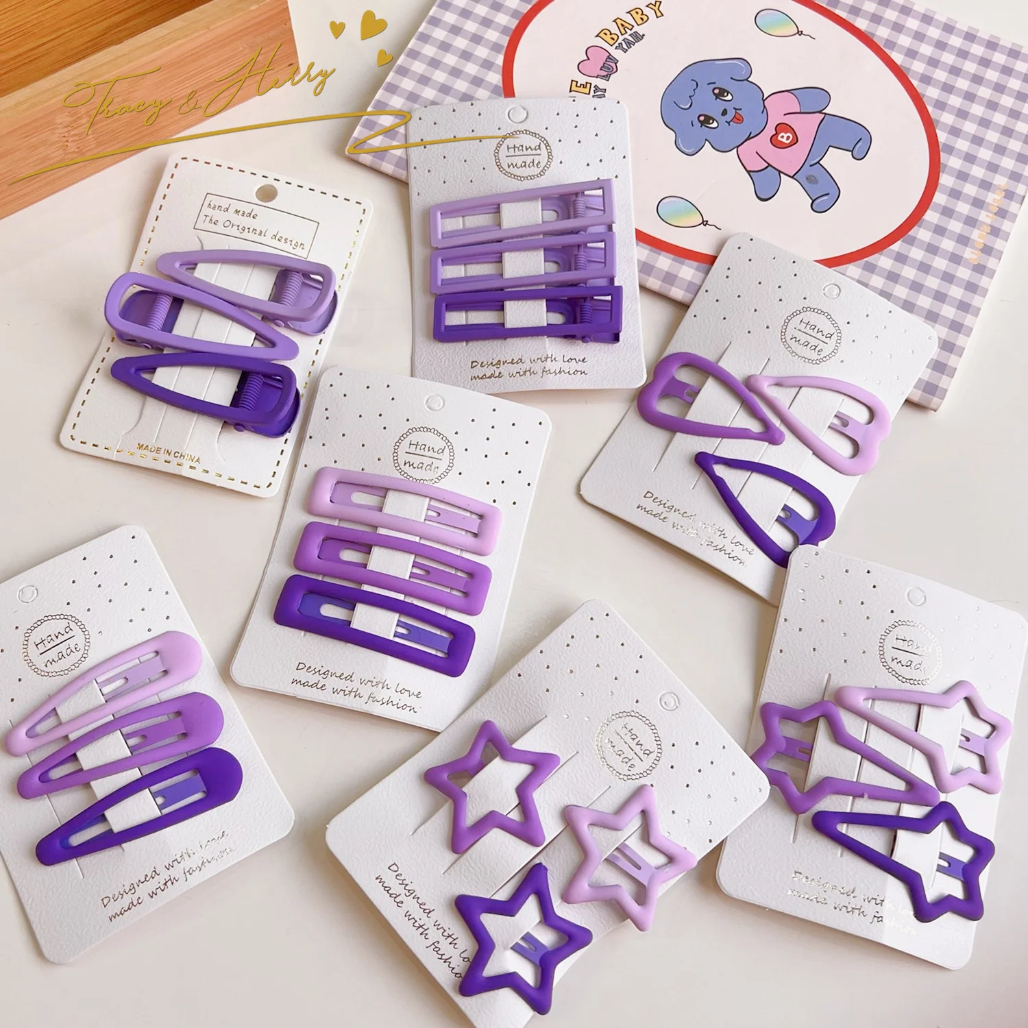 Tracy & Herry 2023 Blue Series Korean Version of Hairpin Set BB clip Metal  Broken Hair Edge Hair Accessories clip