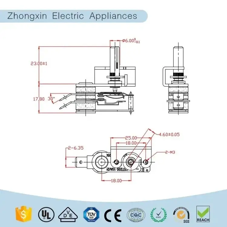Hot selling China Manufacturer Temperature Limiter KST220 Bimetallic Strip Thermostat For Electric Stove