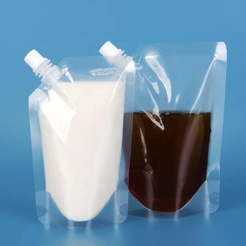 Custom 50ml to 5L plastic refillable beer soy milk jelly juice liquid beverage drink spout pouch