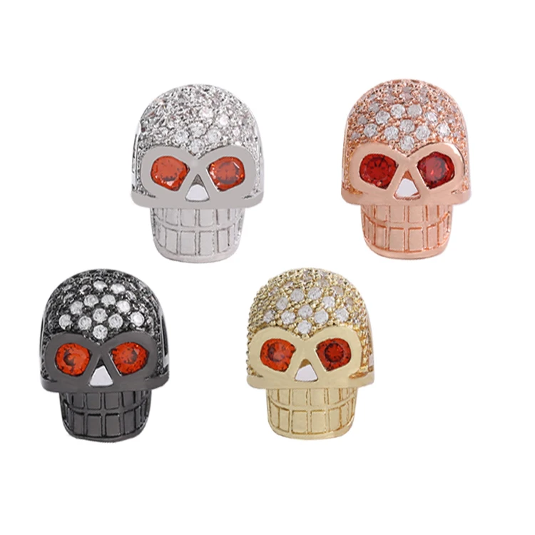 Cubic Zircon Beads  Skull Head Red Eye Beads  Bracelet Accessories  Necklace Beads  Earrings Material Charms For Jewelry Making