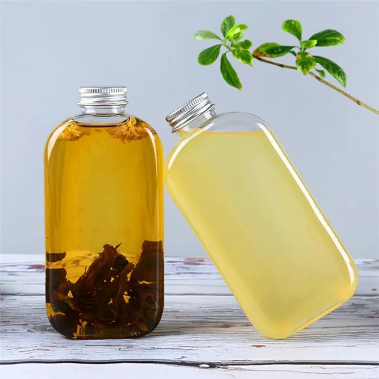 250ml,300ml,350ml ,400ml flat square beverage fresh juice PET plastic bottle milk tea cup drink bottle