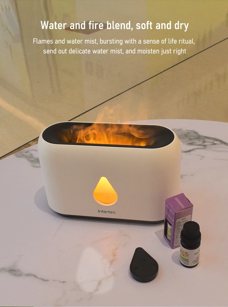 230ml capacity portable high quality aroma flame essential oil humidifier with LED night light