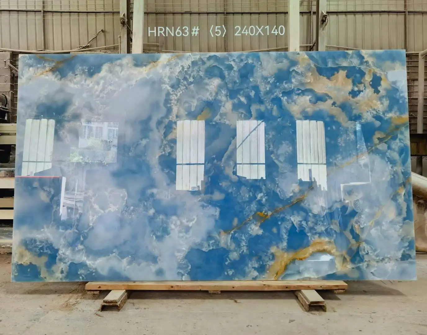 Luxury Marble Blue Onyx Translucent Stone Polished Marble Slabs Backlit for Villa Wall Decoration
