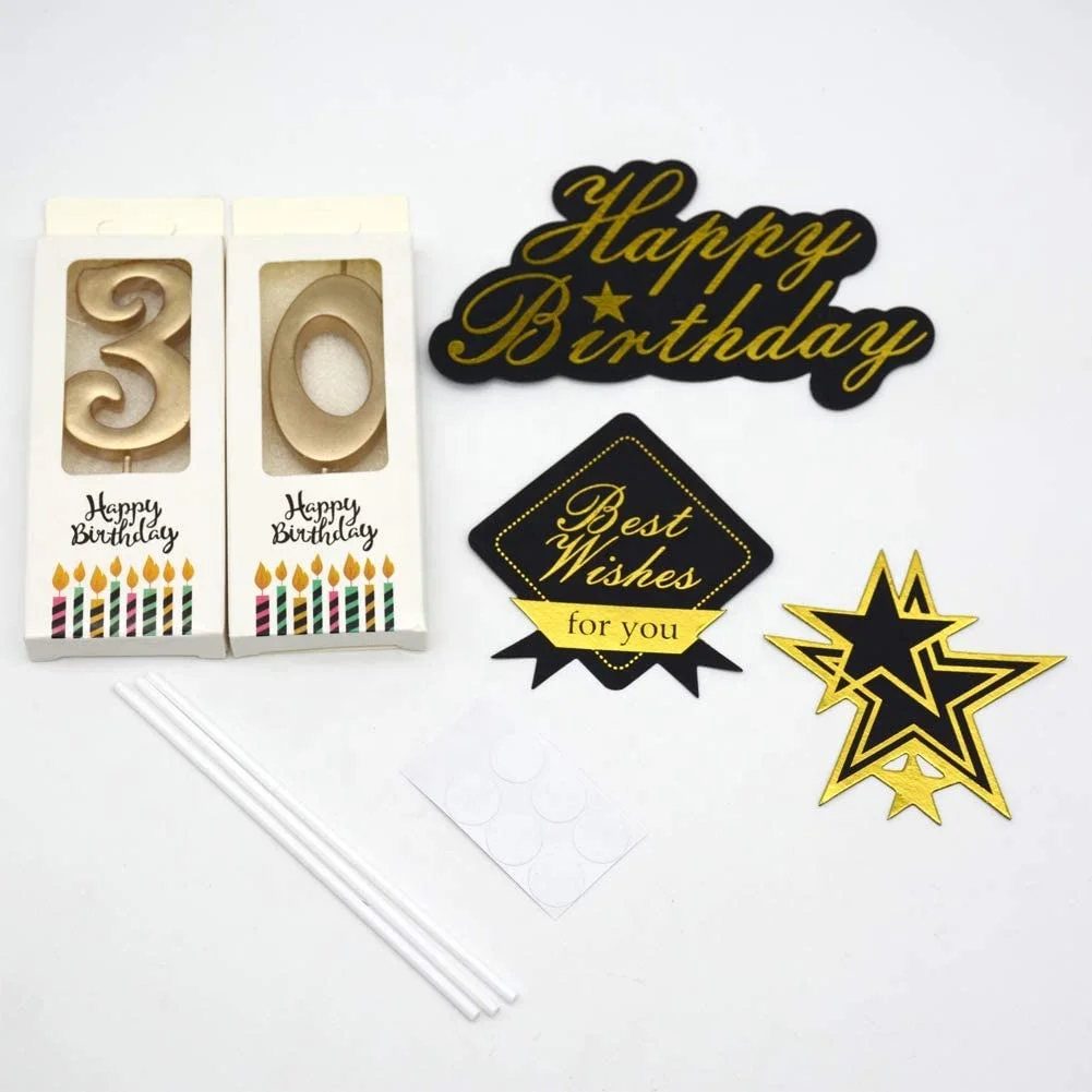 Birthday Party Decorations Supplies Gold Glitter Happy 30th Birthday Cake Topper Men and Women 30 Year Birthday Decoration