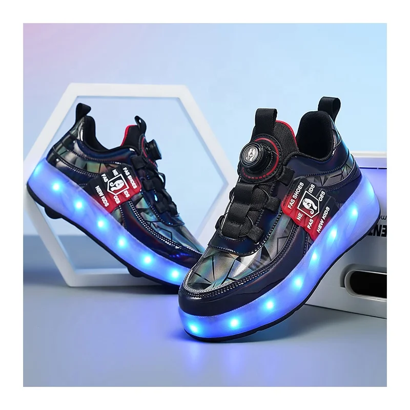 Wholesale Custom Roller Shoes Big Boy Girl LED Light up Fashion Wheels Sport Sneakers for Christmas Birthday Gift EU Size 39 40