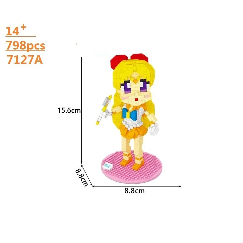 Beautiful Mini Blocks Cartoon Girl Moon Auction Figure DIY Model Toy for Kids Collection Anime Perfect Gift for Children