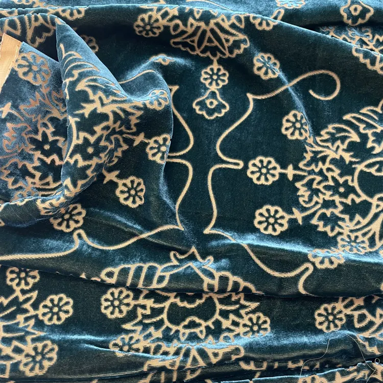 Silk Velvet Fabric Burnout silk velvet  Wholesale Silk viscose Velvet garment fabric