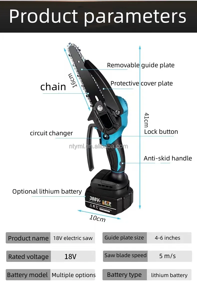 Hot selling OEM 4/6-inch lithium battery electric chain saw portable cordless mini saw