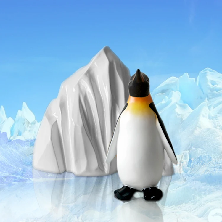 Customized Penguin Animal Sculpture Fiberglass animal sculpture For Shopping Mall Amusement Park Aquarium