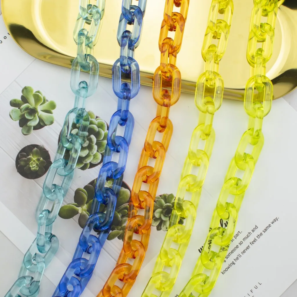 20x31mm new arrival transparent acrylic link chain colorful plastic chain for handbags crystal color