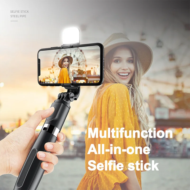 
1045mm l02s selfie stick led fill light wireless bluetooths mini selfie stick tripod 360 degree rotation flexible selfie stick 
