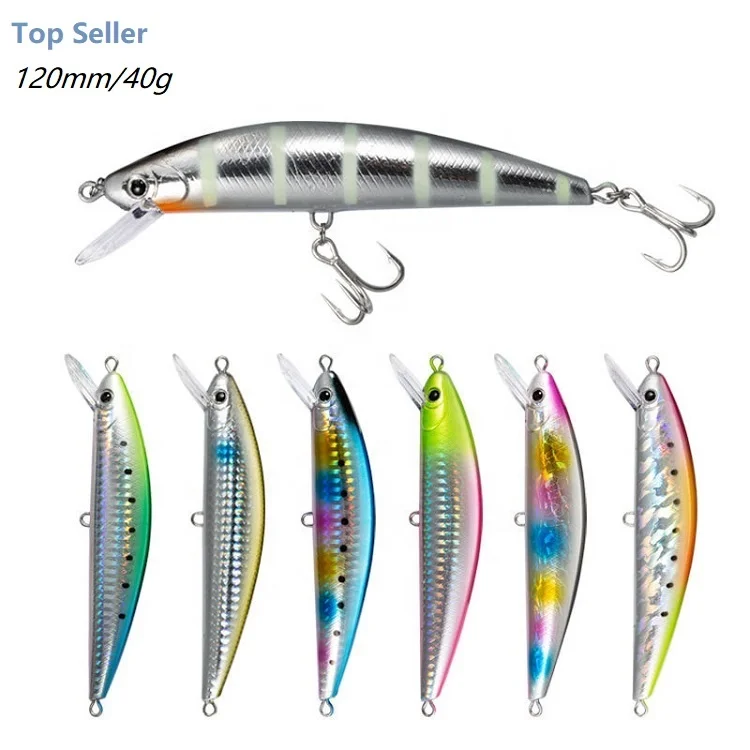 2023 новый дизайн, длиннолитая Тяжелая Тонущая гольяная блесна 120 мм 40 г для форели, твердая испанская скумбрия, морской окунь, воблер